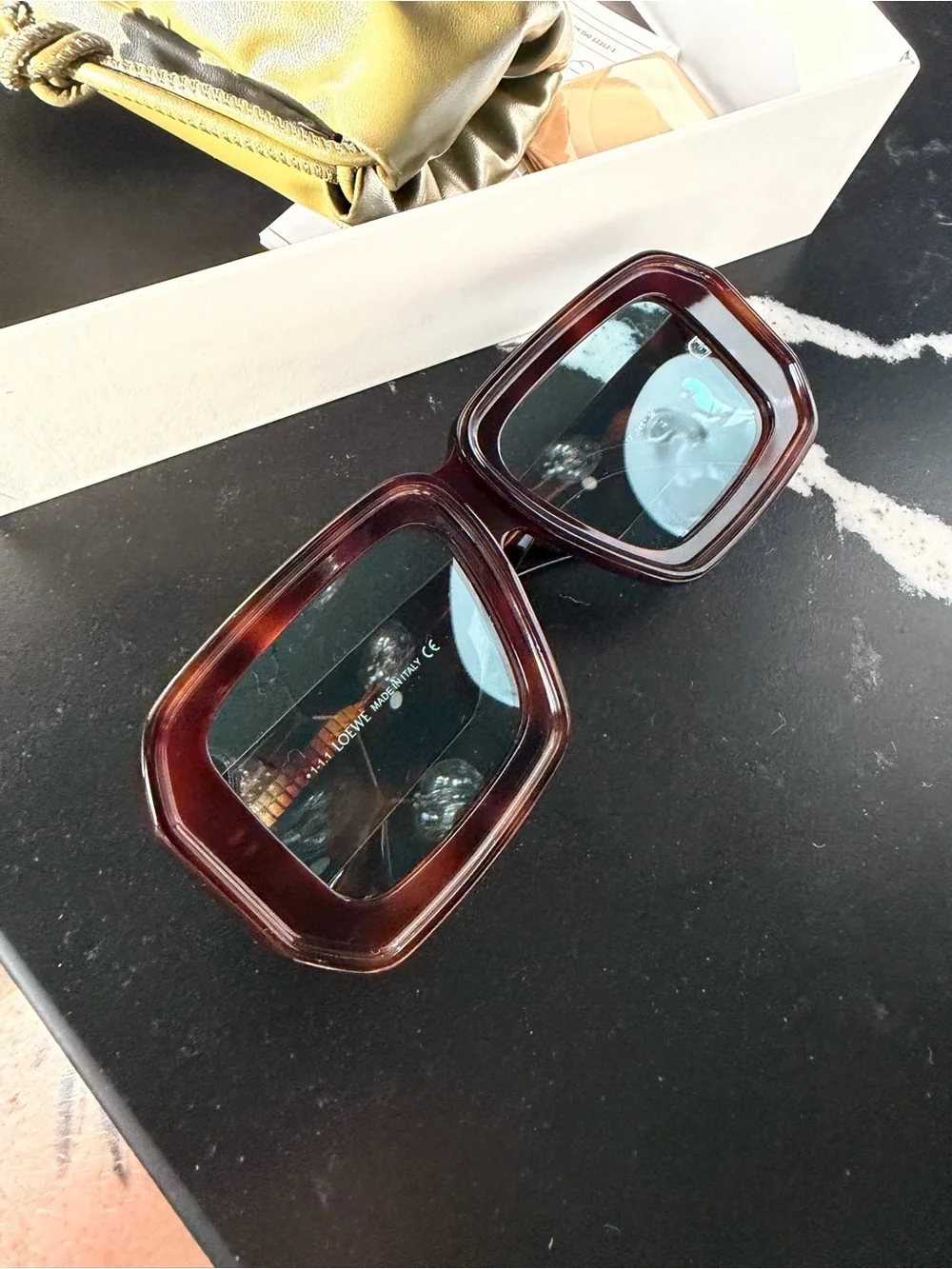Loewe Oversized Square Tortoiseshell Frame Sunglasses - Brown